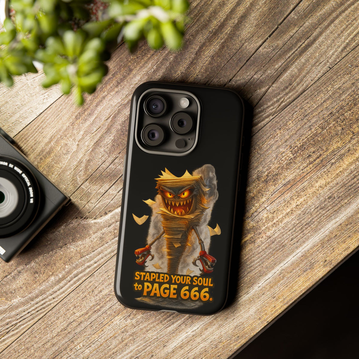Phone Case — Halloween Mummy Creature “Stapled Your Soul to Page 666” Horror Design