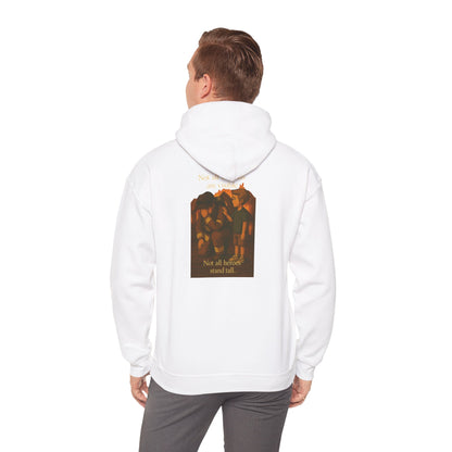 Graphic Hoodie - 'Not All Heroes Stand Tall' Badge & Vintage Group Art Pullover