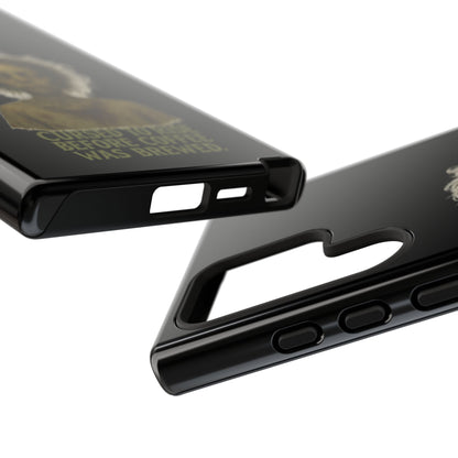 Phone Case — “Cursed to Rise Before Coffee Was Brewed” Goth Horror Design