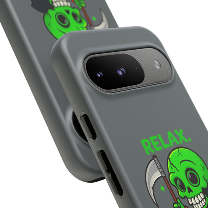 Phone Case — 'Relax. I Only Reap on Weekdays.' Cute Green Grim Reaper Protective Cover