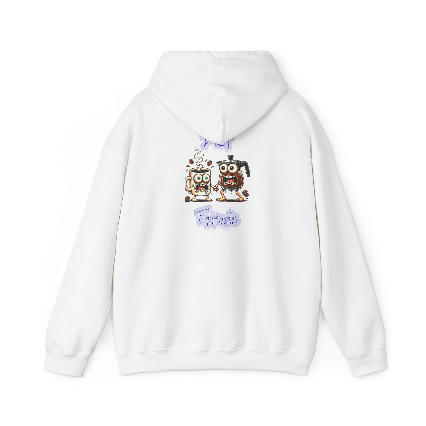 Coffee & Coffee Pot Friends Graphic Hoodie — Cute Cartoon Coffee & Coffee Pot "Best Friends" Pullover