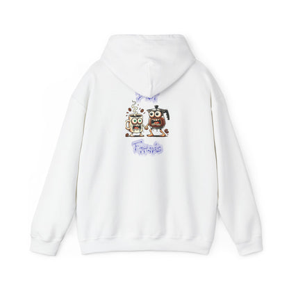 Coffee & Coffee Pot Friends Graphic Hoodie — Cute Cartoon Coffee & Coffee Pot "Best Friends" Pullover