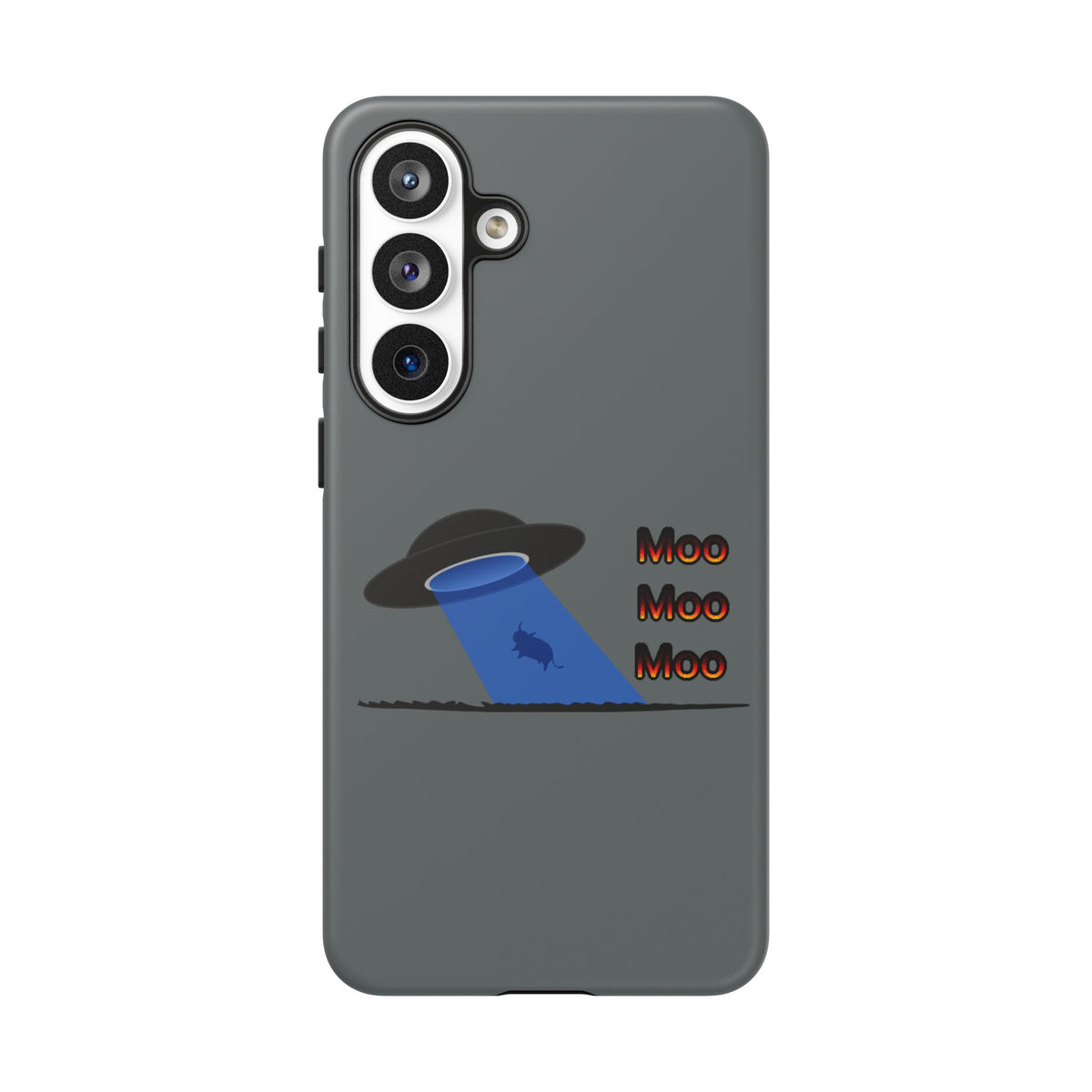 Phone Case — Funny UFO Cow Abduction Design with “Moo Moo Moo”