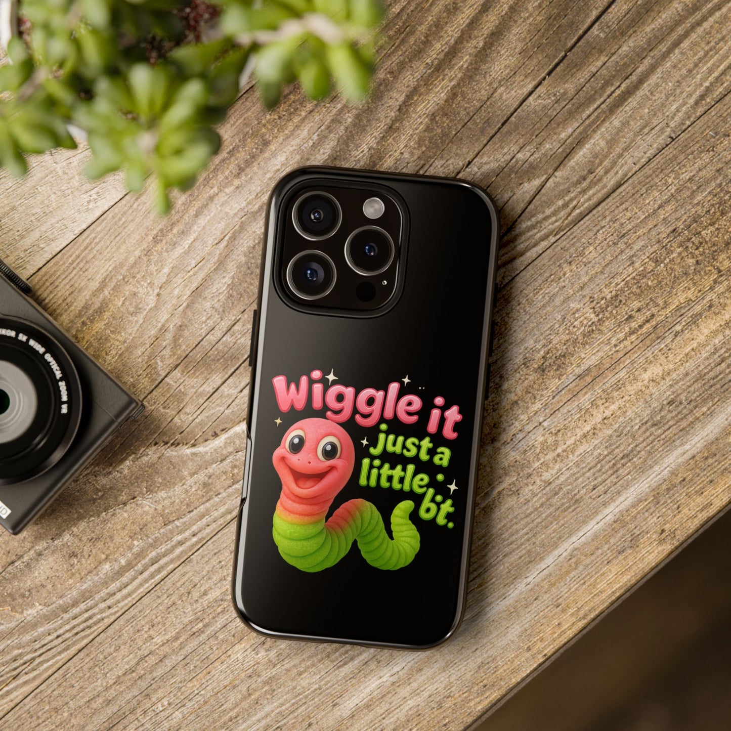 Wiggle It Worm Phone Case — Cute Pink & Green Cartoon iPhone Cover