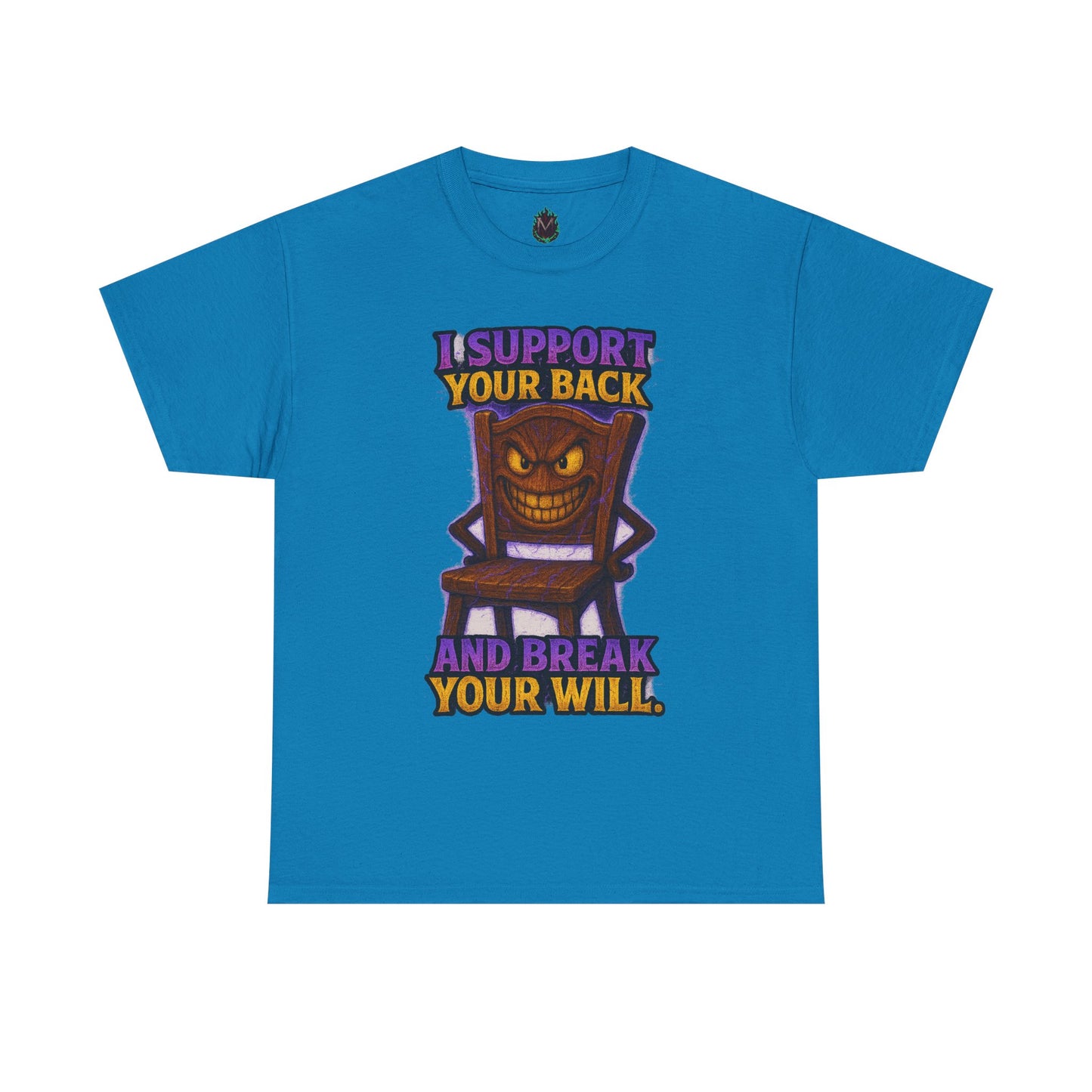 Evil Chair Character T-Shirt | I Support Your Back and Break Your Will