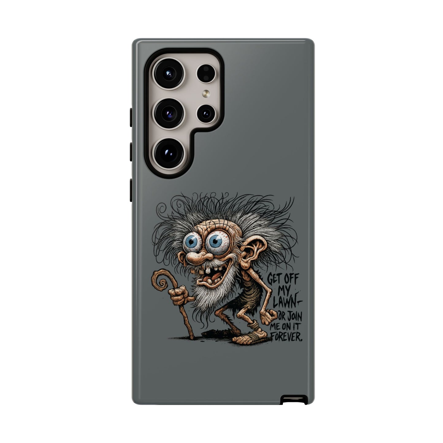 Phone Case — Funny Grumpy Troll Design: “Get Off My Lawn” Protective Cover