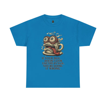 9AM Mug Meltdown – Screaming Coffee Zombie Cup Tee