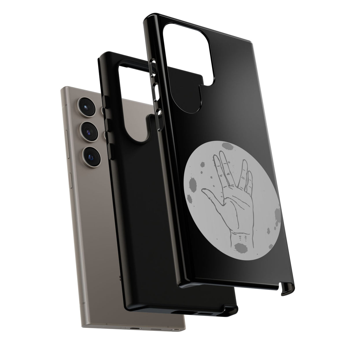 Spock Live Long Phone Case — Vulcan Salute Moon Graphic