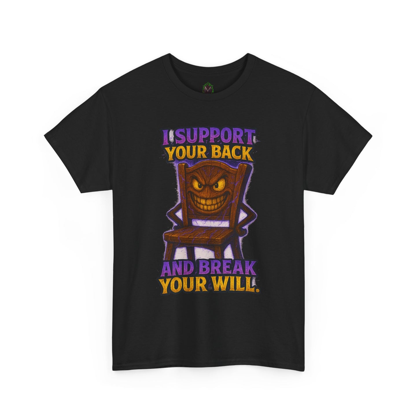 Evil Chair Character T-Shirt | I Support Your Back and Break Your Will