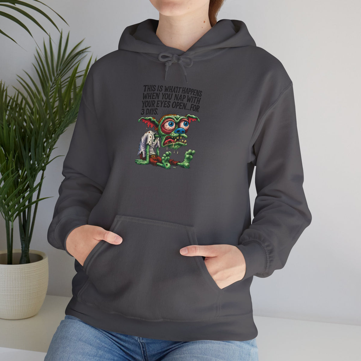 Cute Monster Hoodie with "This Is What Happiness Looks Like When You May Have Your Wings Open..." — Whimsical Gift Pullover