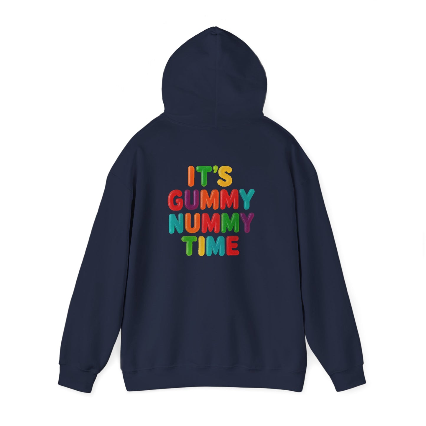 Gummy Nummy Time Hoodie — Colorful Retro Candy Phrase Pullover