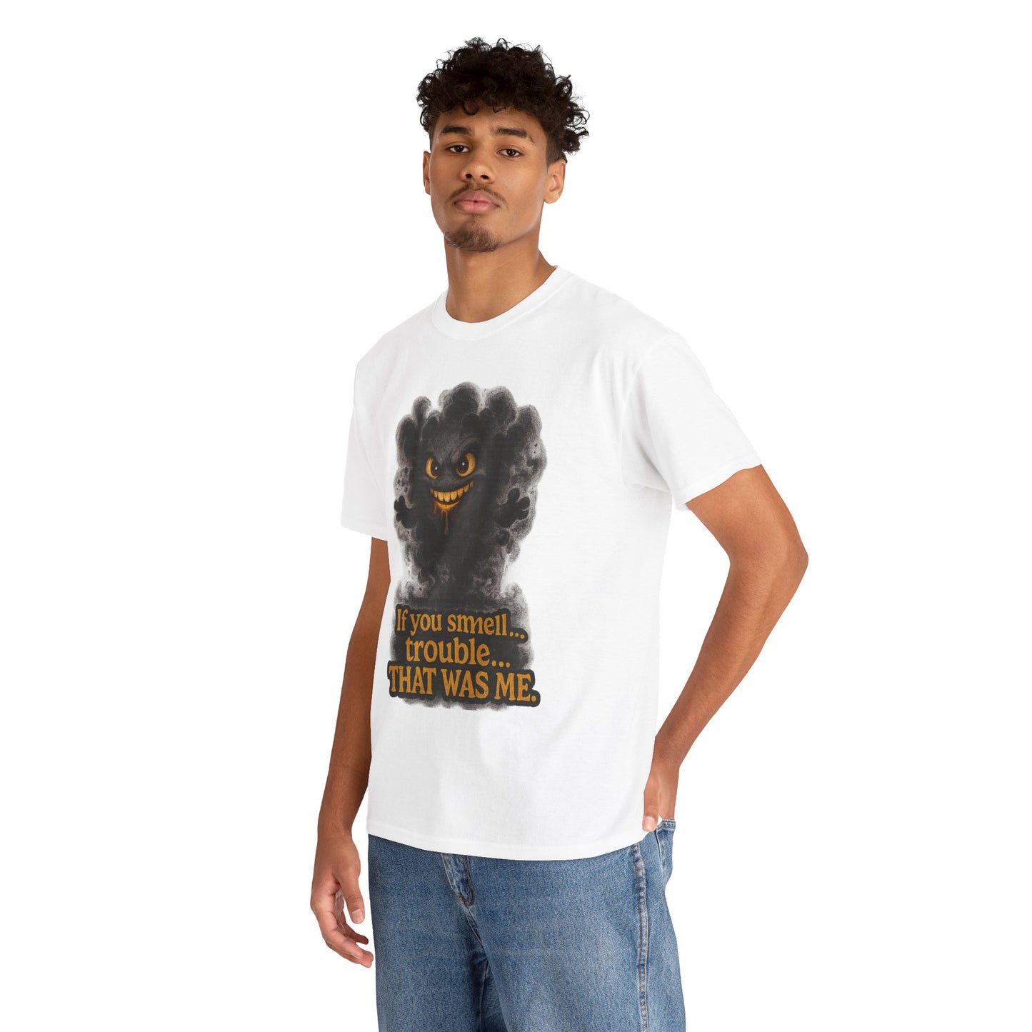 Mischievous Smoke Monster If You Smell Trouble T-Shirt | Funny Graphic Tee