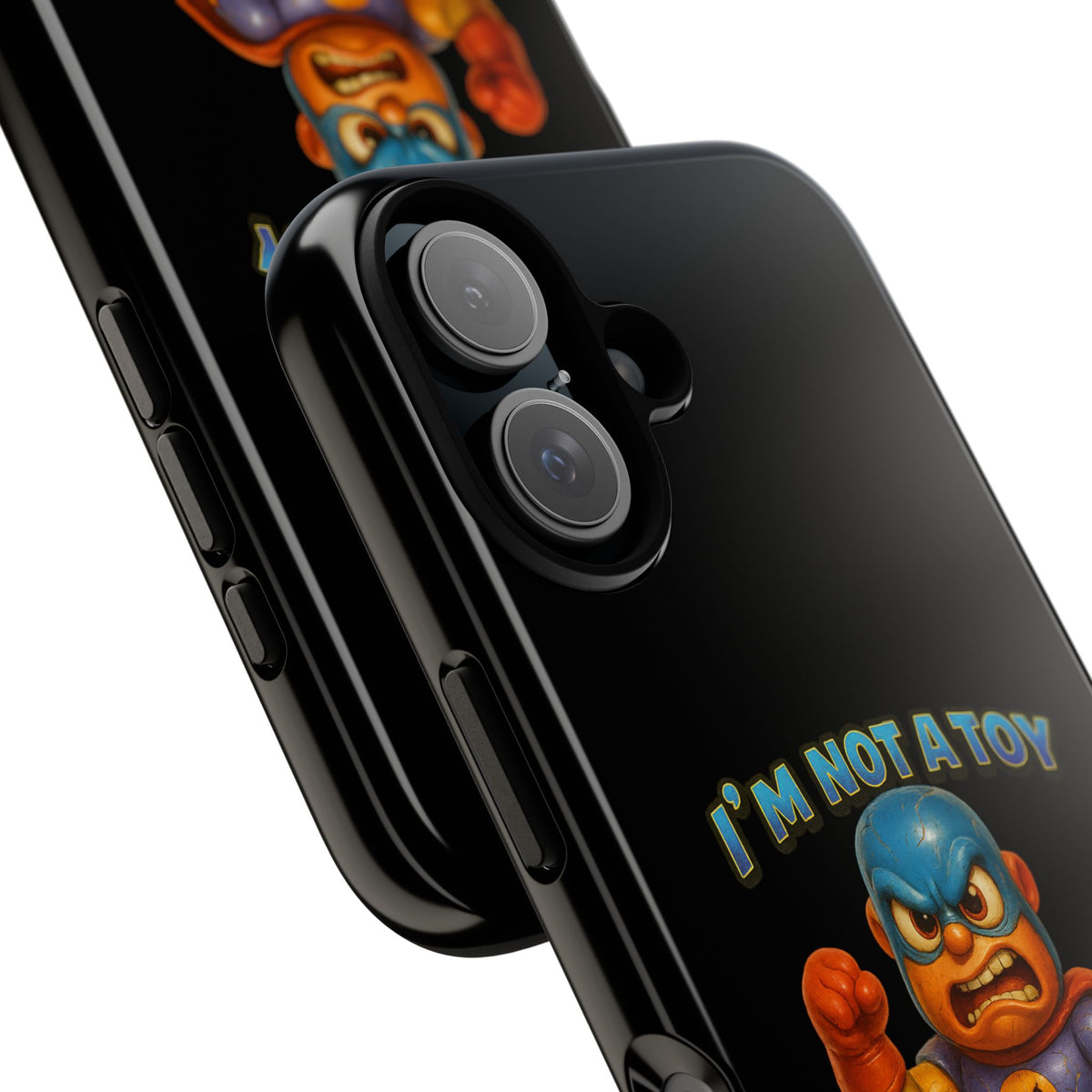Phone Case — "I'm Not a Toy, I'm a Weaponized Tantrum" Cartoon Superhero Design