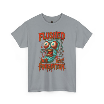 Flushed But Not Forgotten – Blood Red Letter Horror Tee