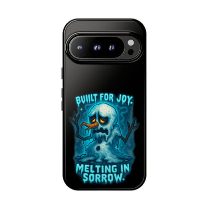 Phone Case — 'Built for Joy, Melting in Sorrow' Blue Melting Snowman Protective Case