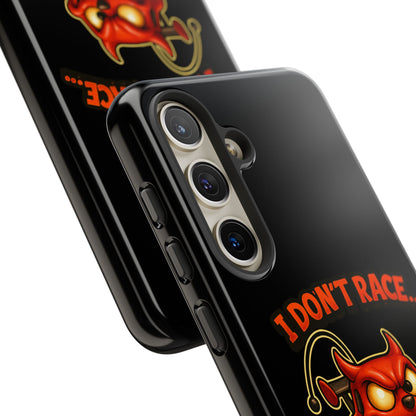 I Don't Race I Chase Phone Case — Cartoon Demon Hot Rod Design