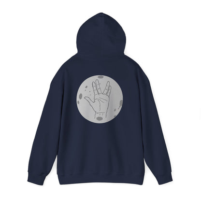 Vulcan Salute Hoodie — Retro Space Hand Graphic Pullover