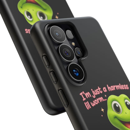 Phone Case — “I’m Just a Harmless Lil Worm… With Chaotic Intentions” Cute Cartoon Worm Design