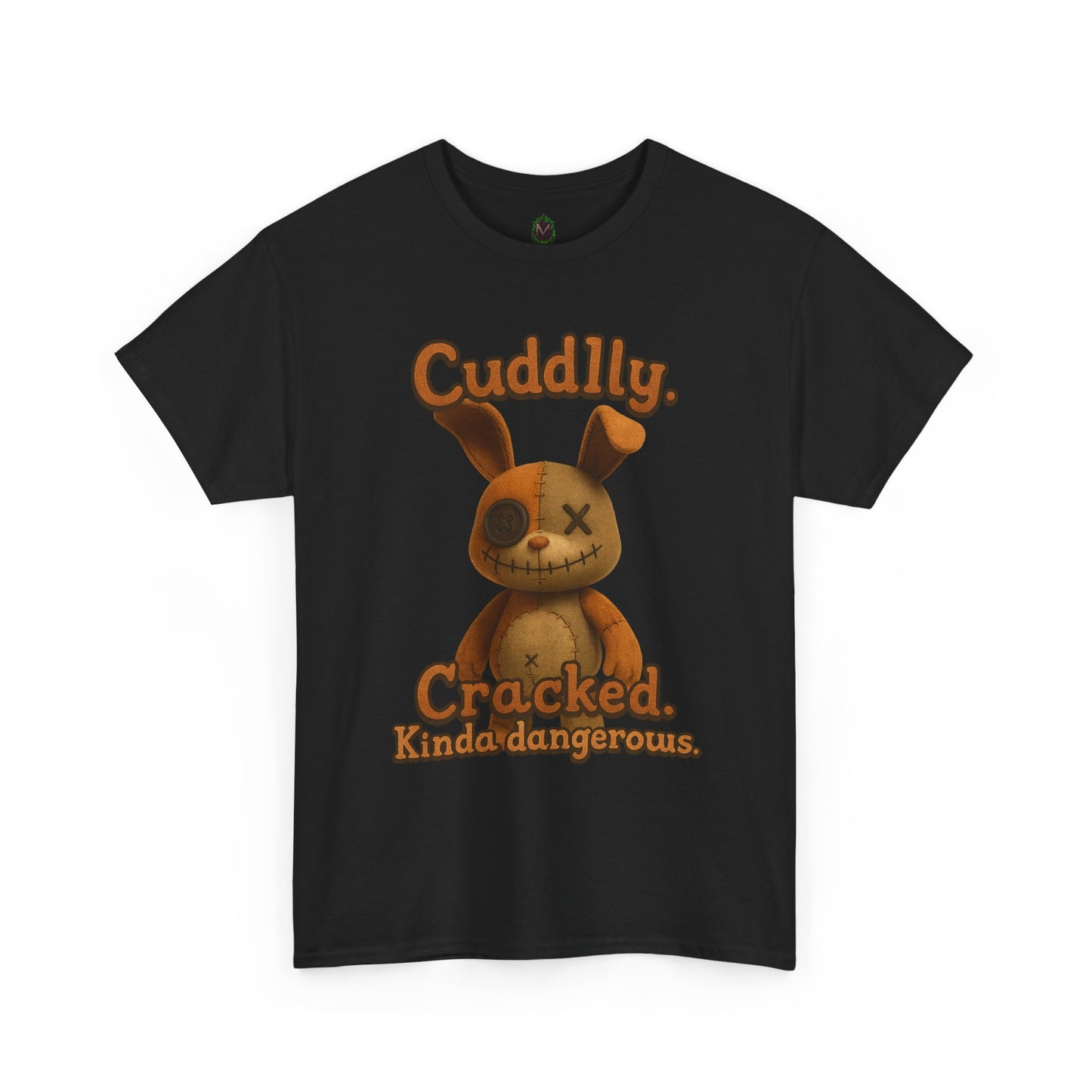 T‑Shirt — "Cuddly. Cracked. Kinda dangerous." Distressed Bunny Graphic Tee
