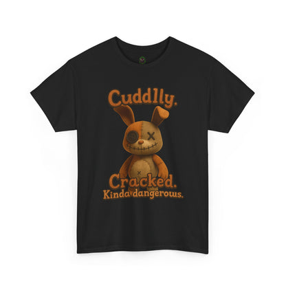 T‑Shirt — "Cuddly. Cracked. Kinda dangerous." Distressed Bunny Graphic Tee