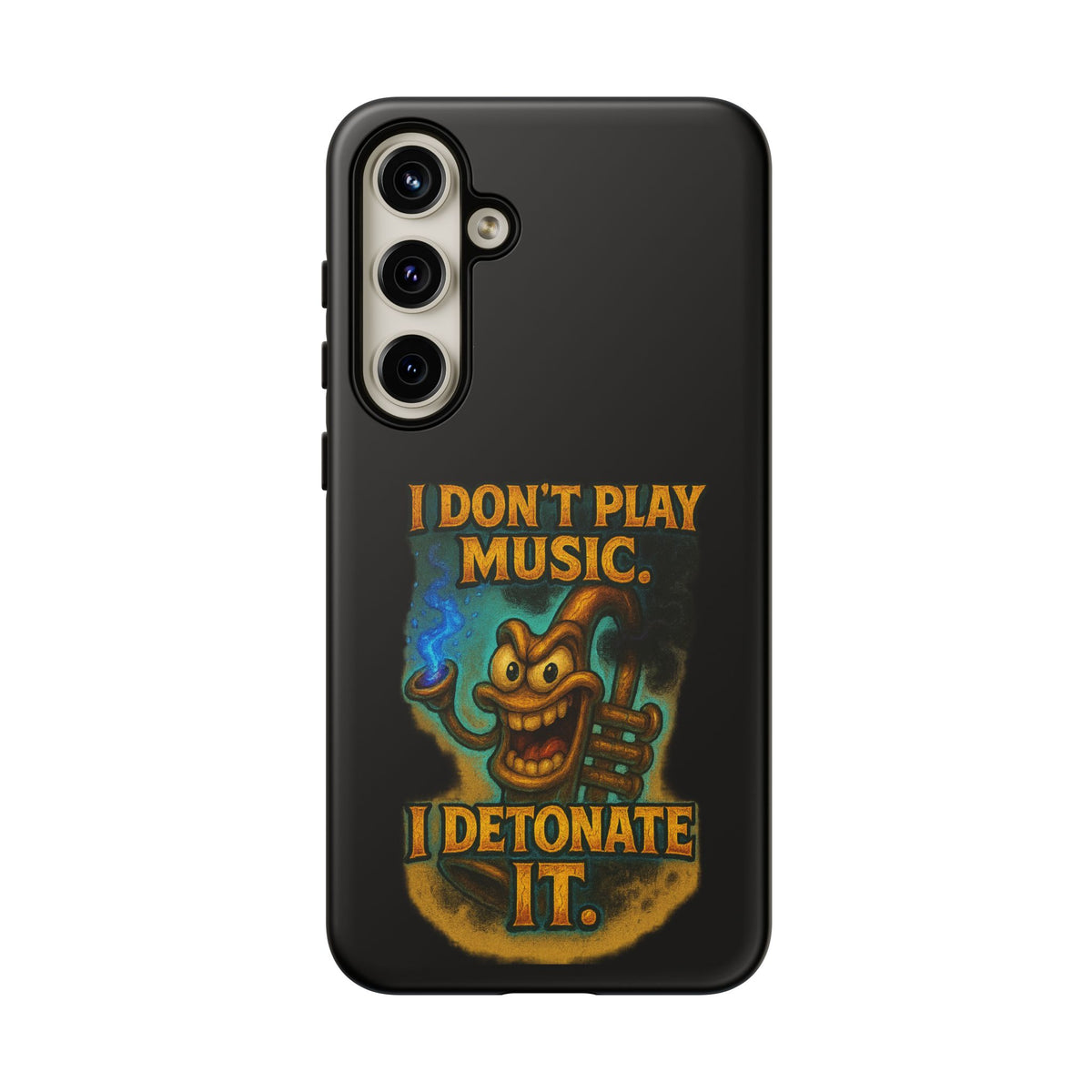 Phone Case — "I Don't Play Music. I Detonate It." Cartoon Bomb Graphic