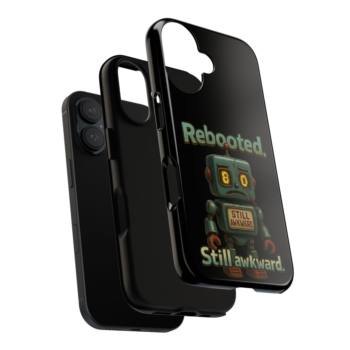 Phone Case — 'Rebooted. Still Awkward.' Retro Robot Protective Cover