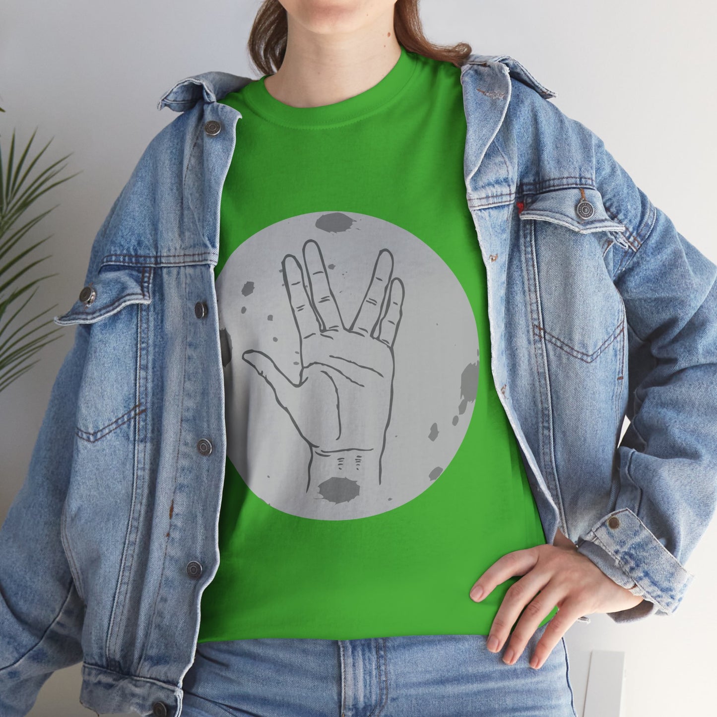 Vulcan Salute Moon Tee | Science Fiction Hand Graphic Tee