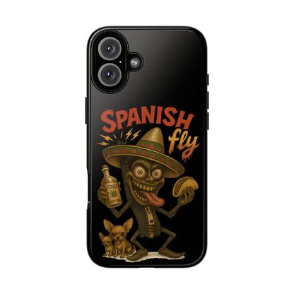 Spanish Fly Tough Phone Case — Retro Skull Sombrero Design