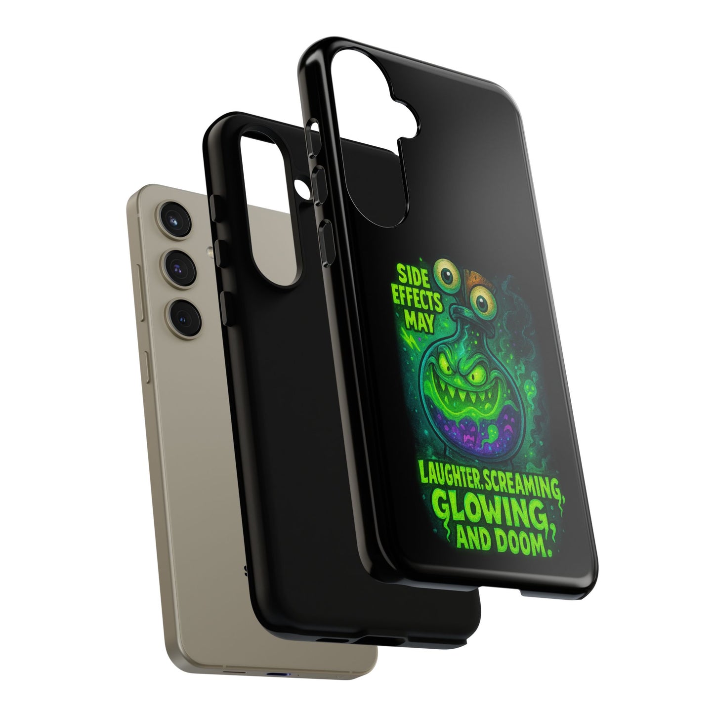 Phone Case — 'Side Effects May Include Laughter, Screaming, Glowing, and Doom' Neon Monster