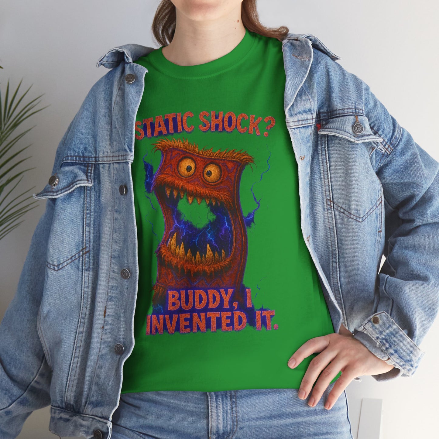 Static Shock? Buddy I Invented It T-Shirt | Retro Monster Graphic