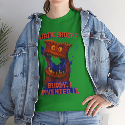 Static Shock? Buddy I Invented It T-Shirt | Retro Monster Graphic