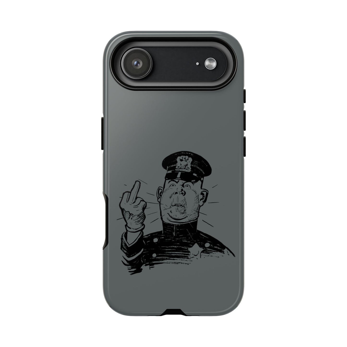 Vintage Cop Middle Finger Phone Case — Edgy Retro iPhone Protective Cover