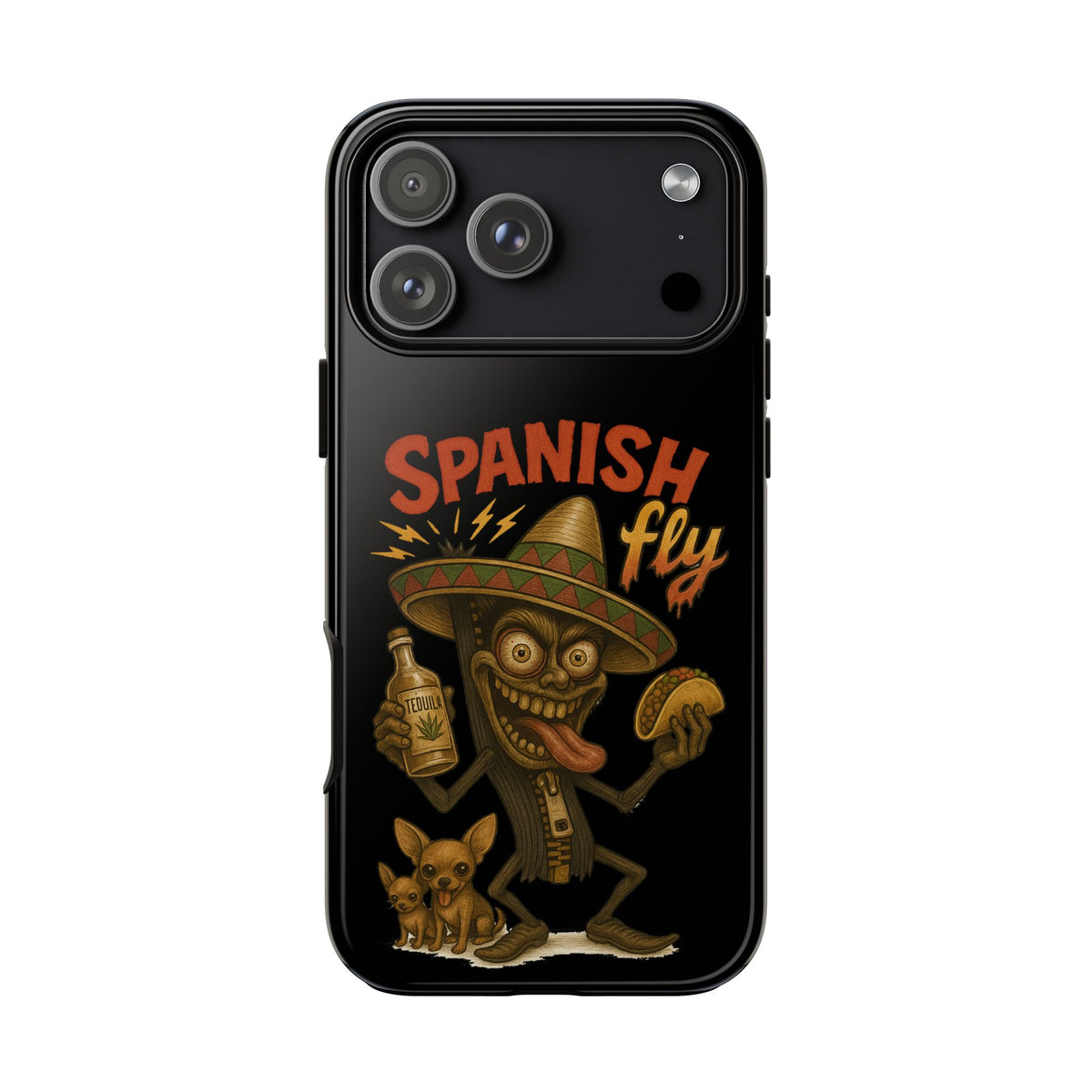 Spanish Fly Tough Phone Case — Retro Skull Sombrero Design