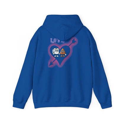 Cute Toilet Paper & Poop Heart Hoodie — Funny Bathroom Couple Graphic Sweatshirt