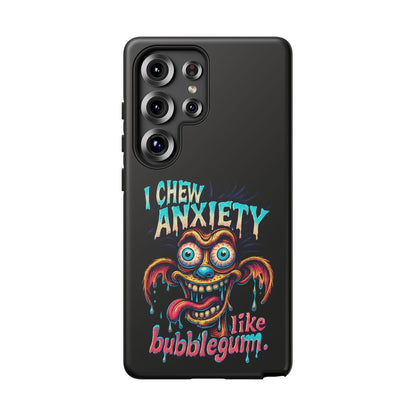 Phone Case — "I Chew Anxiety Like Bubblegum" Retro Monster Design