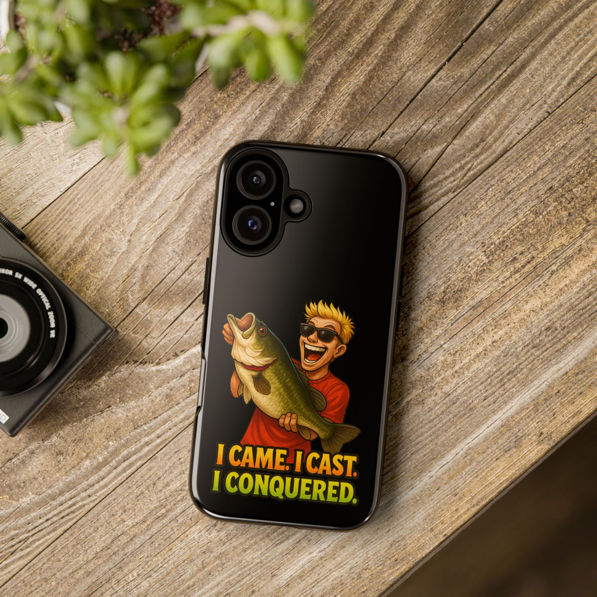 Fishing Phone Case — "I Came. I Cast. I Conquered." Graphic Bass Design