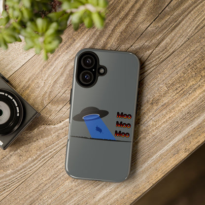 Phone Case — Funny UFO Cow Abduction Design with “Moo Moo Moo”