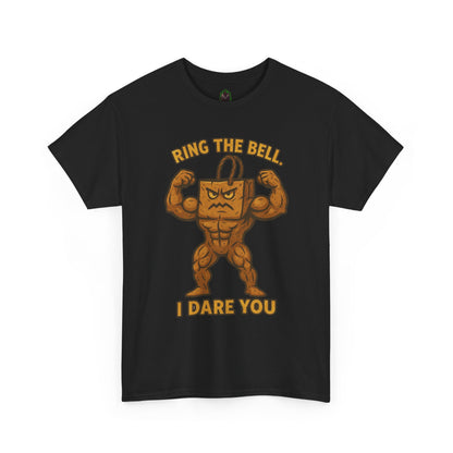 Kettlebell Mascot Tee — "Ring the Bell, I Dare You" Gym T-Shirt