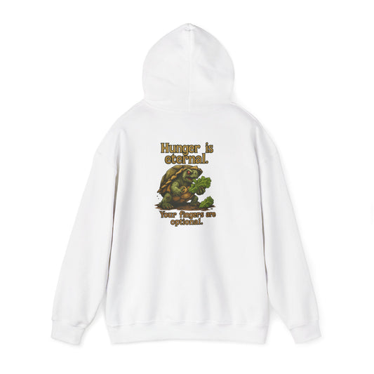 Hoodie — 'Hunger is Eternal' Turtle Graphic Hooded Sweatshirt