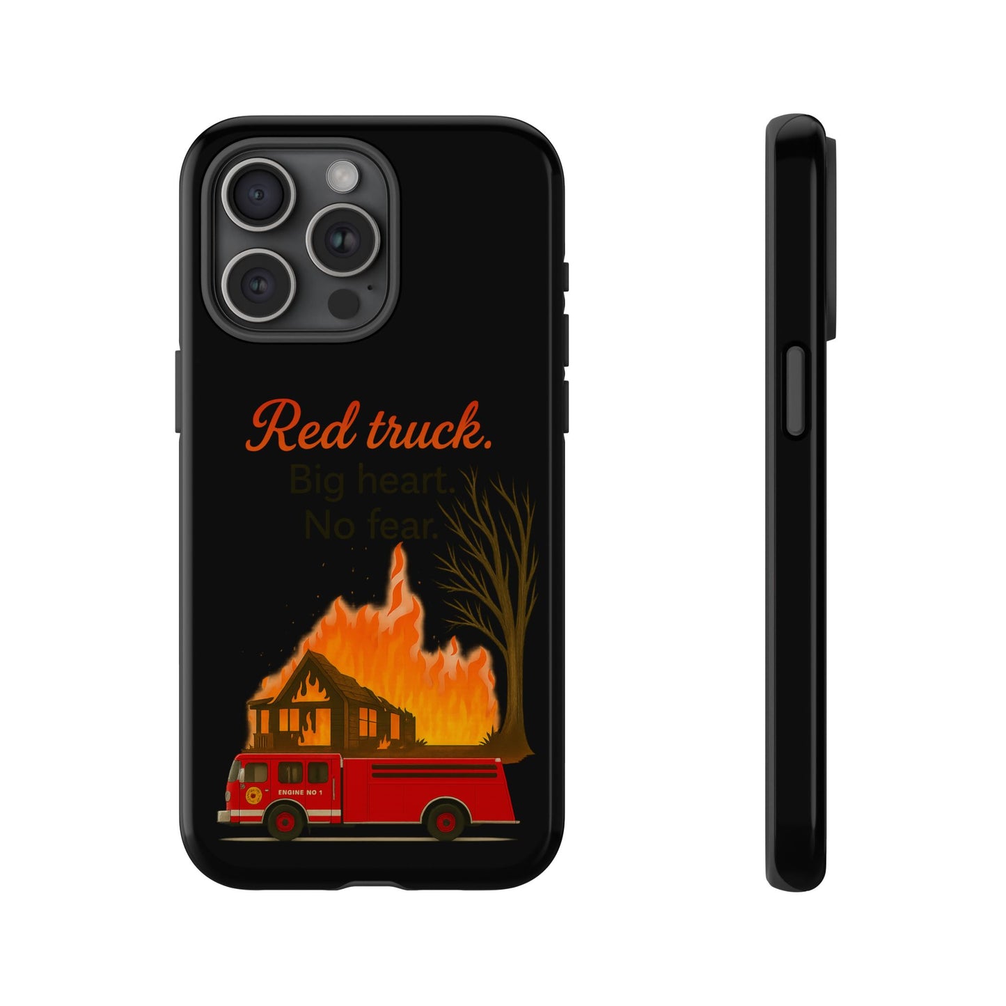 Phone Case — 'Red truck' Fire Truck Design, Vintage Firefighter Gift