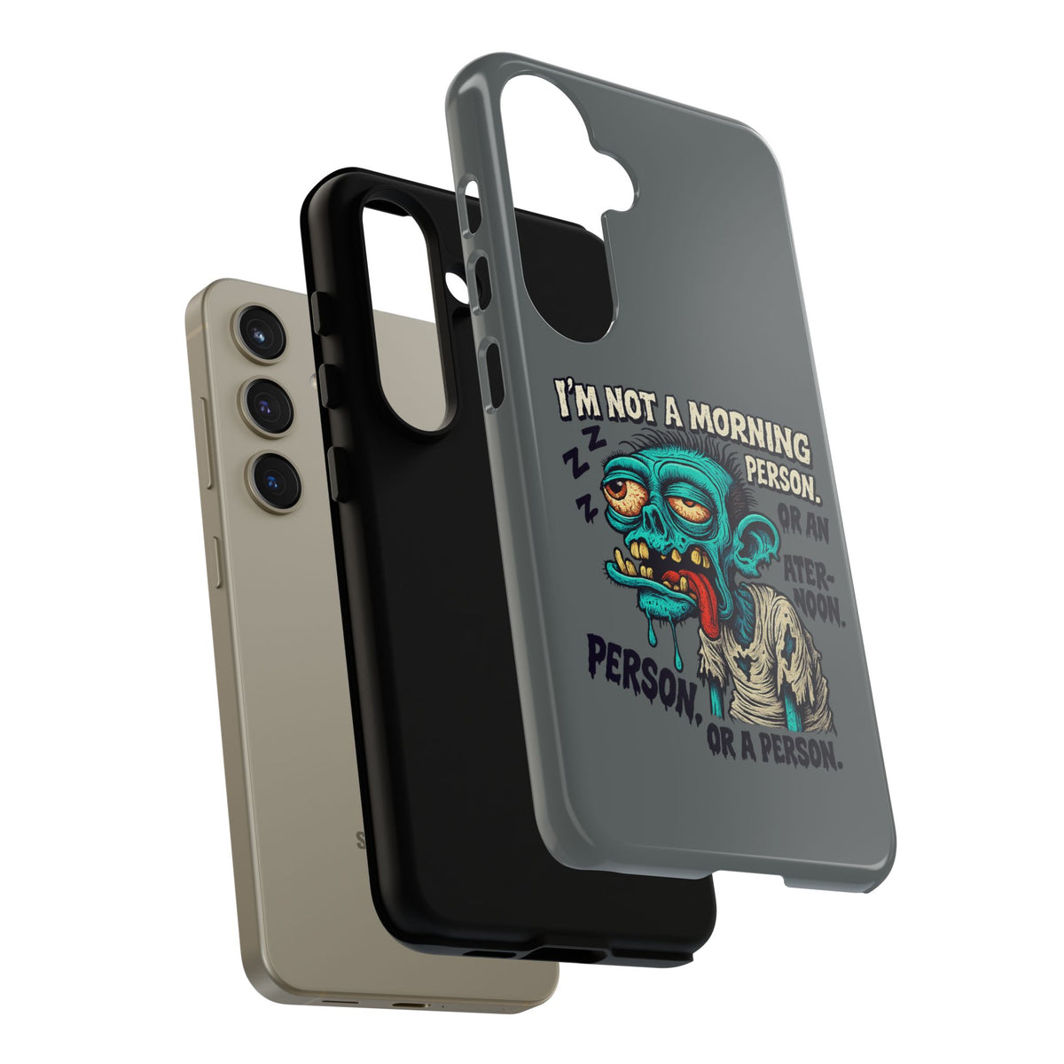Funny Zombie Phone Case — "I'm Not a Morning Person" Graphic Tough Case