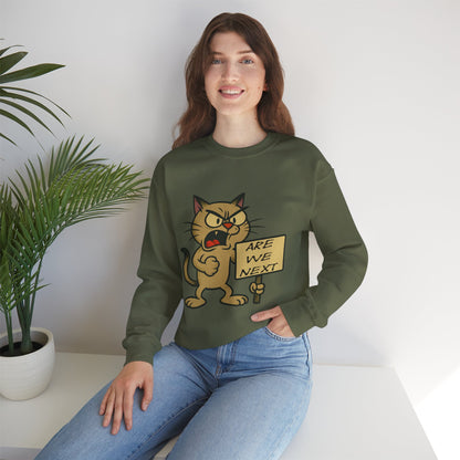 Are We Next – Angry Cat Protest Crewneck Sweatshirt