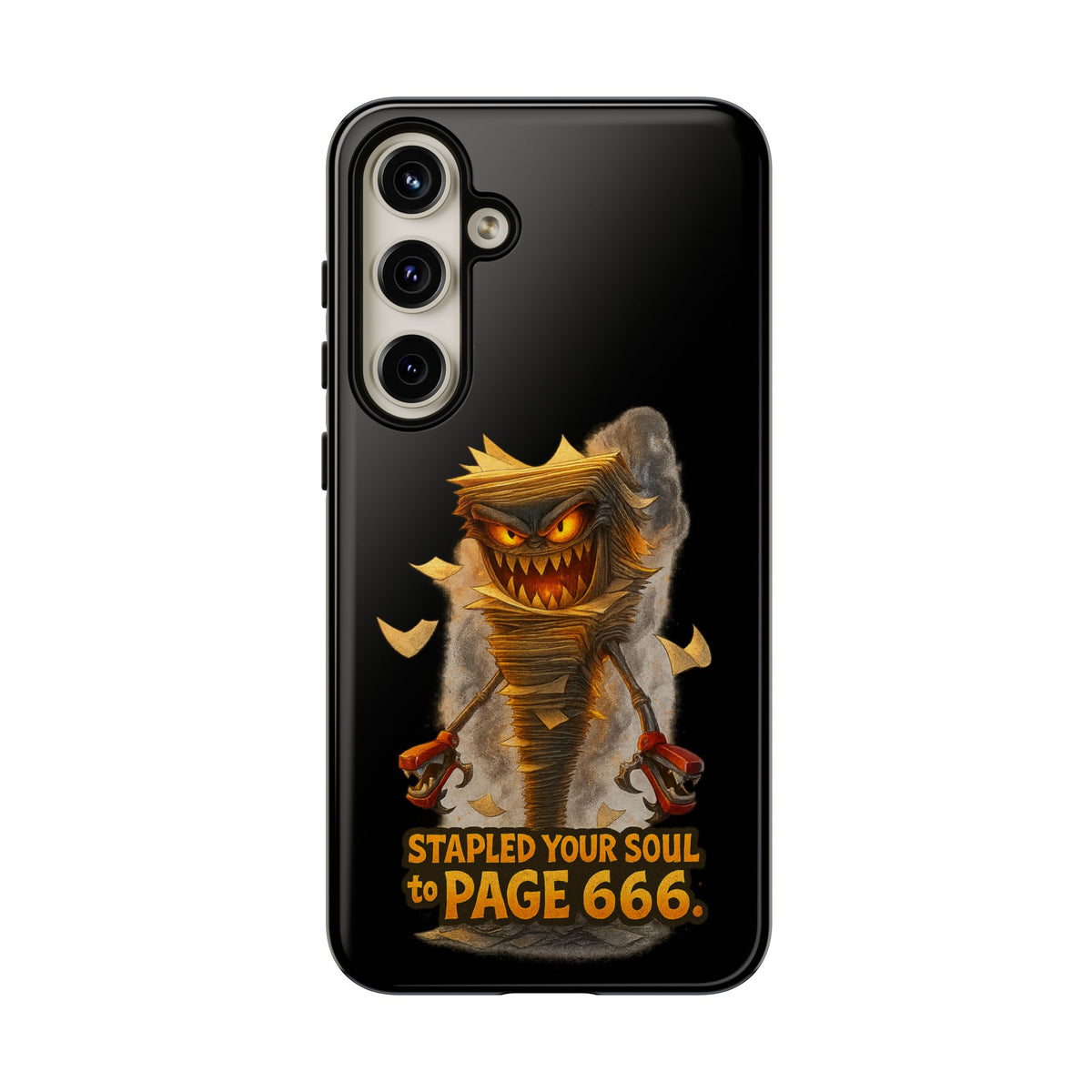 Phone Case — Halloween Mummy Creature “Stapled Your Soul to Page 666” Horror Design