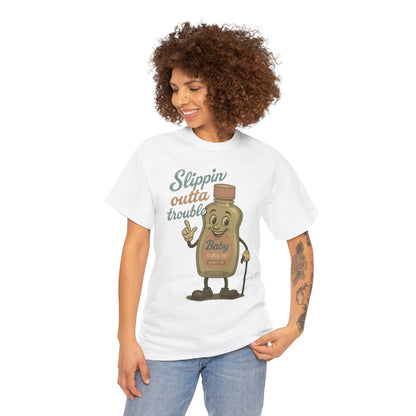 Slippin' Outta Trouble – Vintage Baby Oil Cartoon Tee