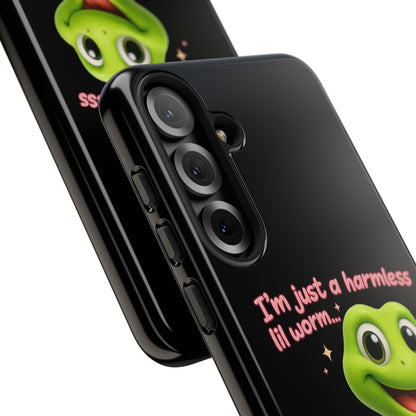 Phone Case — “I’m Just a Harmless Lil Worm… With Chaotic Intentions” Cute Cartoon Worm Design