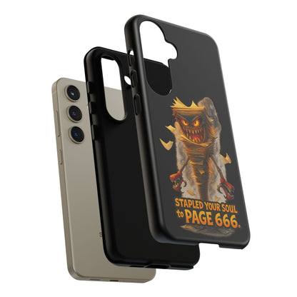 Phone Case — Halloween Mummy Creature “Stapled Your Soul to Page 666” Horror Design