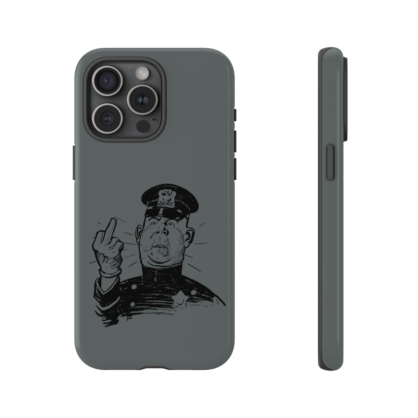 Vintage Cop Middle Finger Phone Case — Edgy Retro iPhone Protective Cover