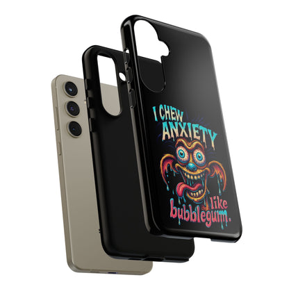 Phone Case — "I Chew Anxiety Like Bubblegum" Retro Monster Design
