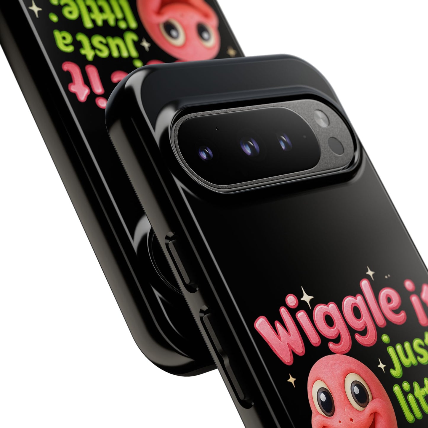 Wiggle It Worm Phone Case — Cute Pink & Green Cartoon iPhone Cover