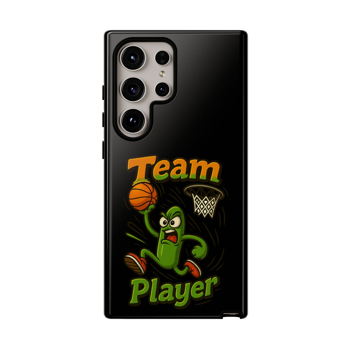 Team Player Basketball Phone Case — Cute Cartoon Pickle Dunk Phone Cover